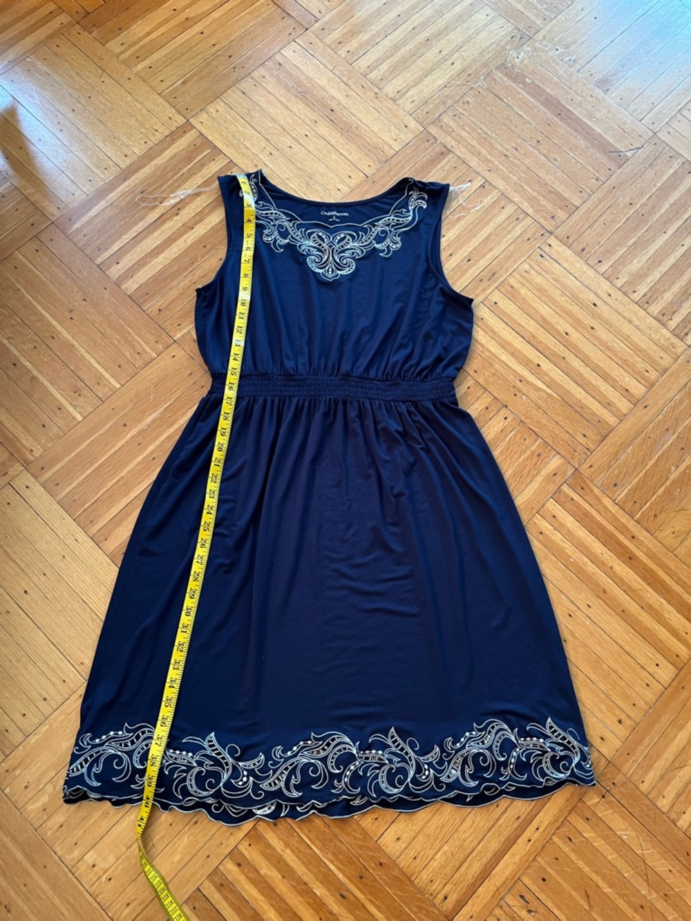 Croft & Barrow • Sleeveless Navy Cutwork Embroidered Midi Dress
